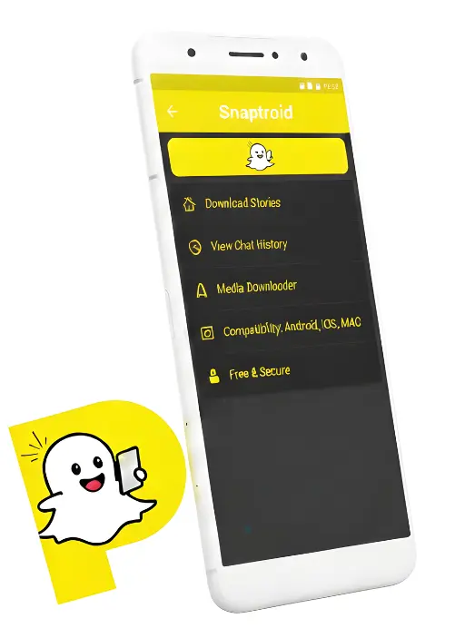 Snaptroid app screen showing the story downloader menu